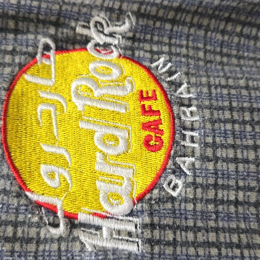 Vintage Hard Rock Cafe BAHRAIN Gray & Blue Men's Checkered Men's XL 100% Cotton